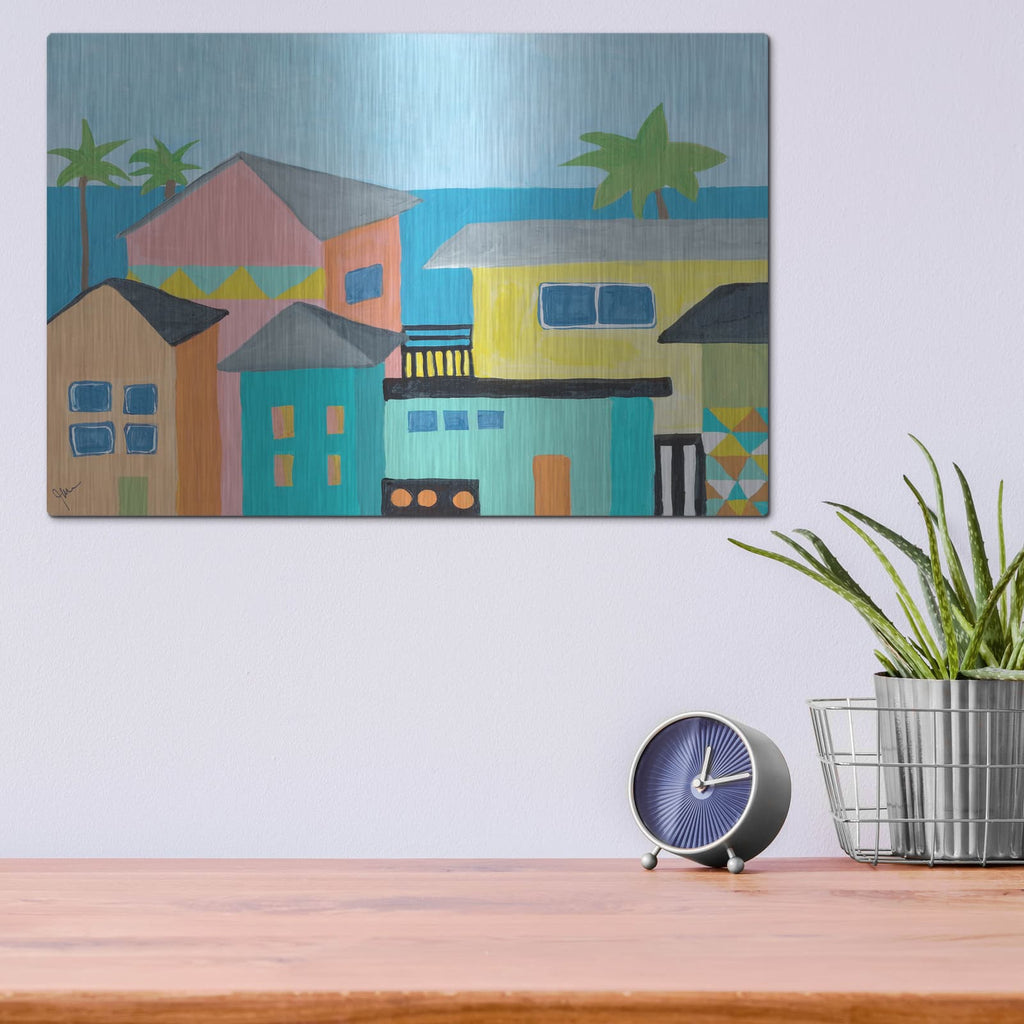 'Beachfront Property 1' by Jan Weiss – Metal Wall Art, 16x12 room view