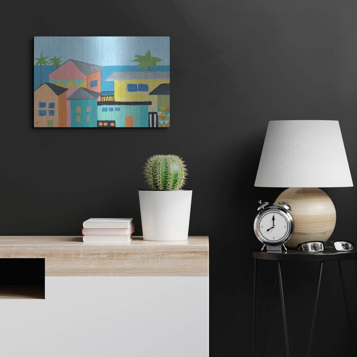 'Beachfront Property 1' by Jan Weiss – Metal Wall Art, 24x16 room view
