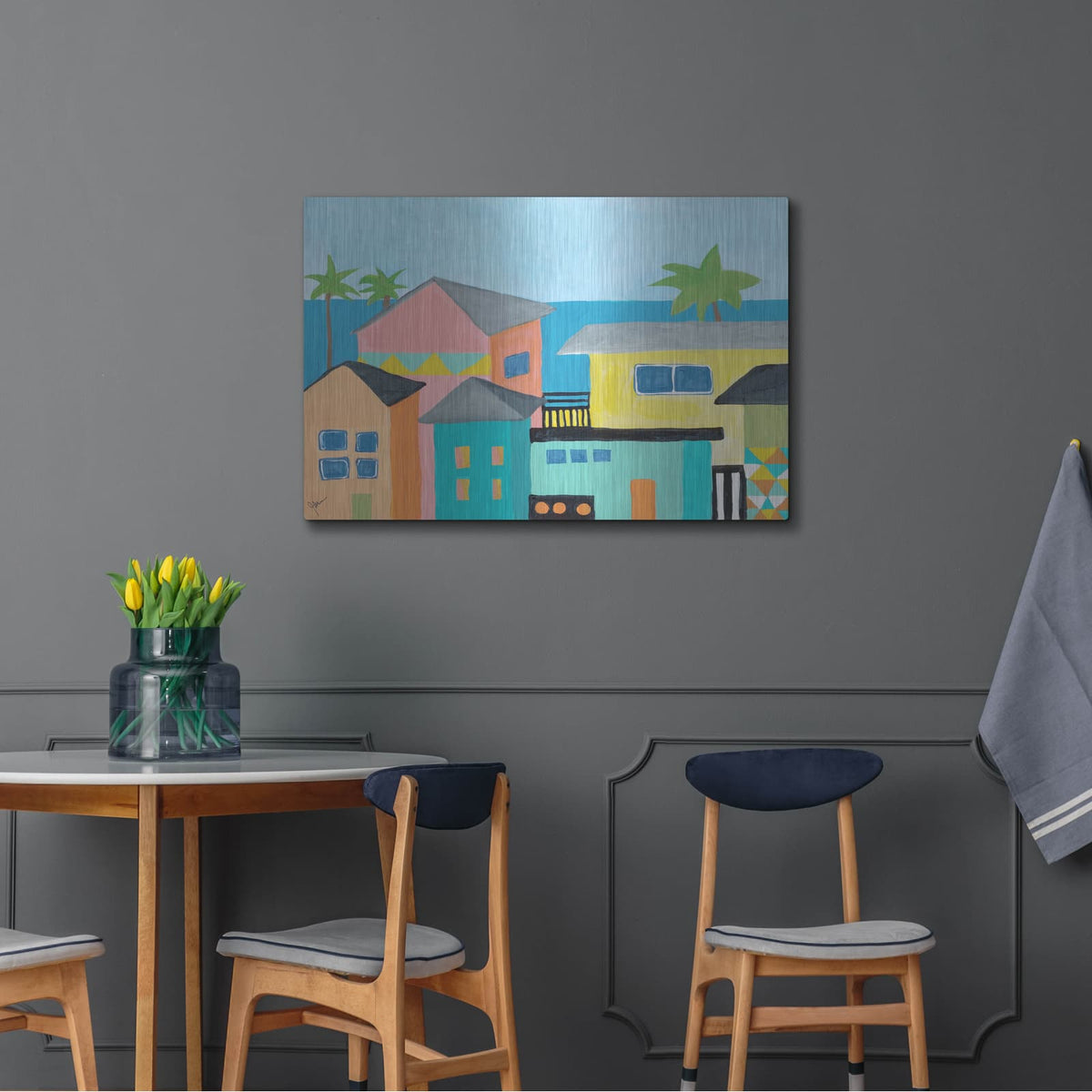 'Beachfront Property 1' by Jan Weiss – Metal Wall Art, 36x24 room view