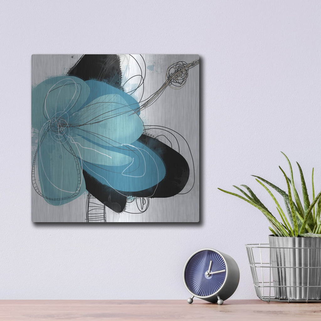 'Azul Poetry 1' by Jan Weiss – Metal Wall Art, 12x12 room view