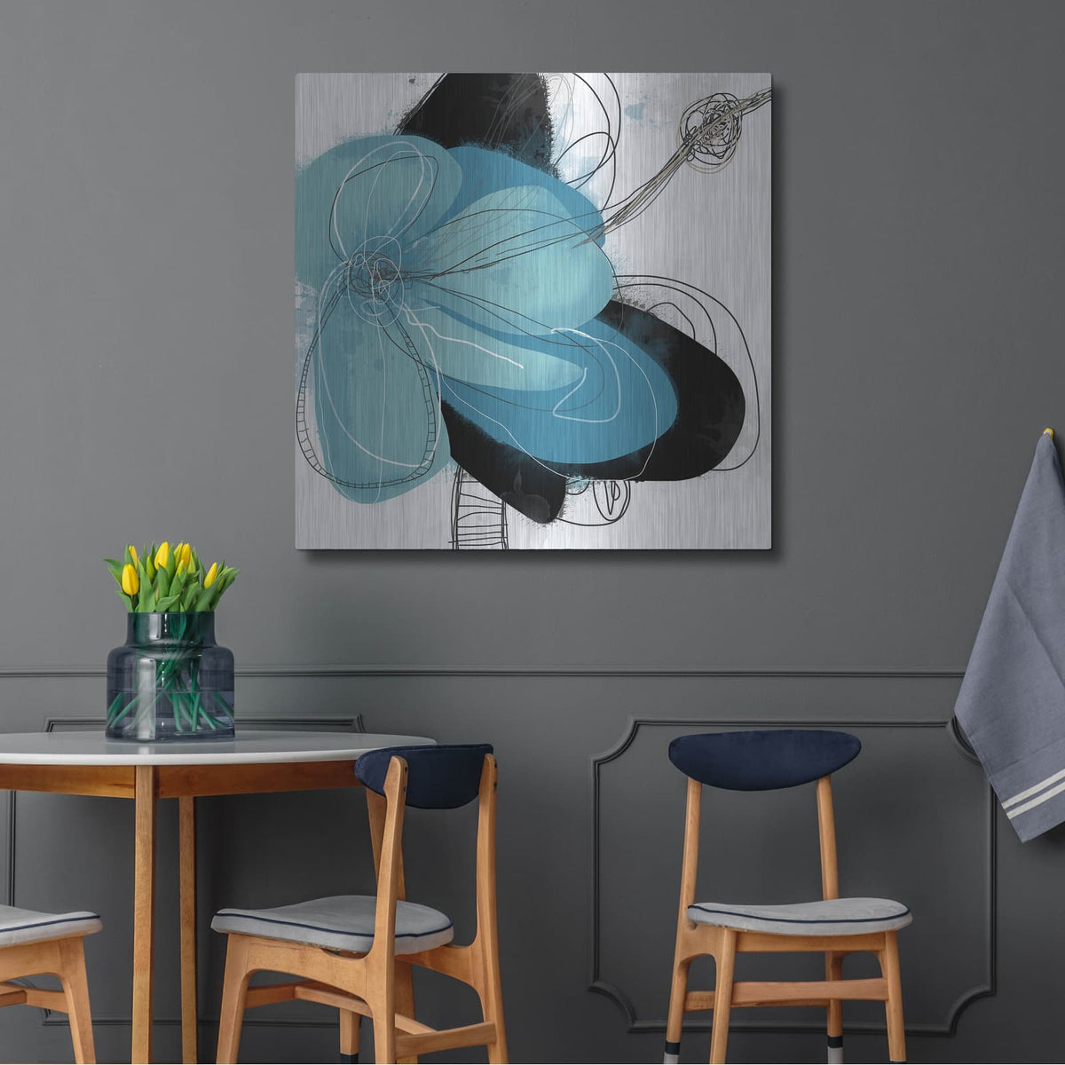 'Azul Poetry 1' by Jan Weiss – Metal Wall Art, 36x36 room view