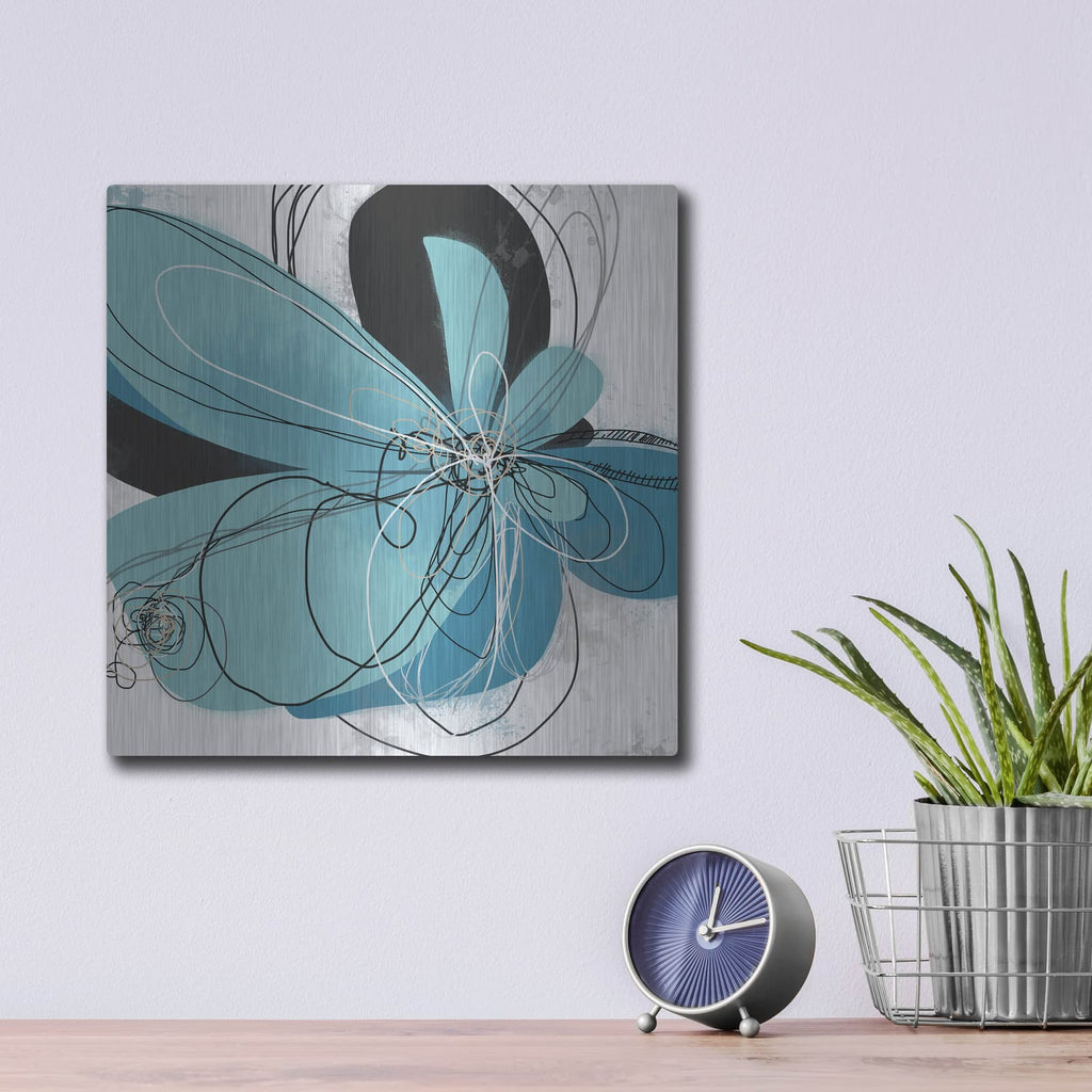 'Azul Poetry 2' by Jan Weiss – Metal Wall Art, 12x12 room view