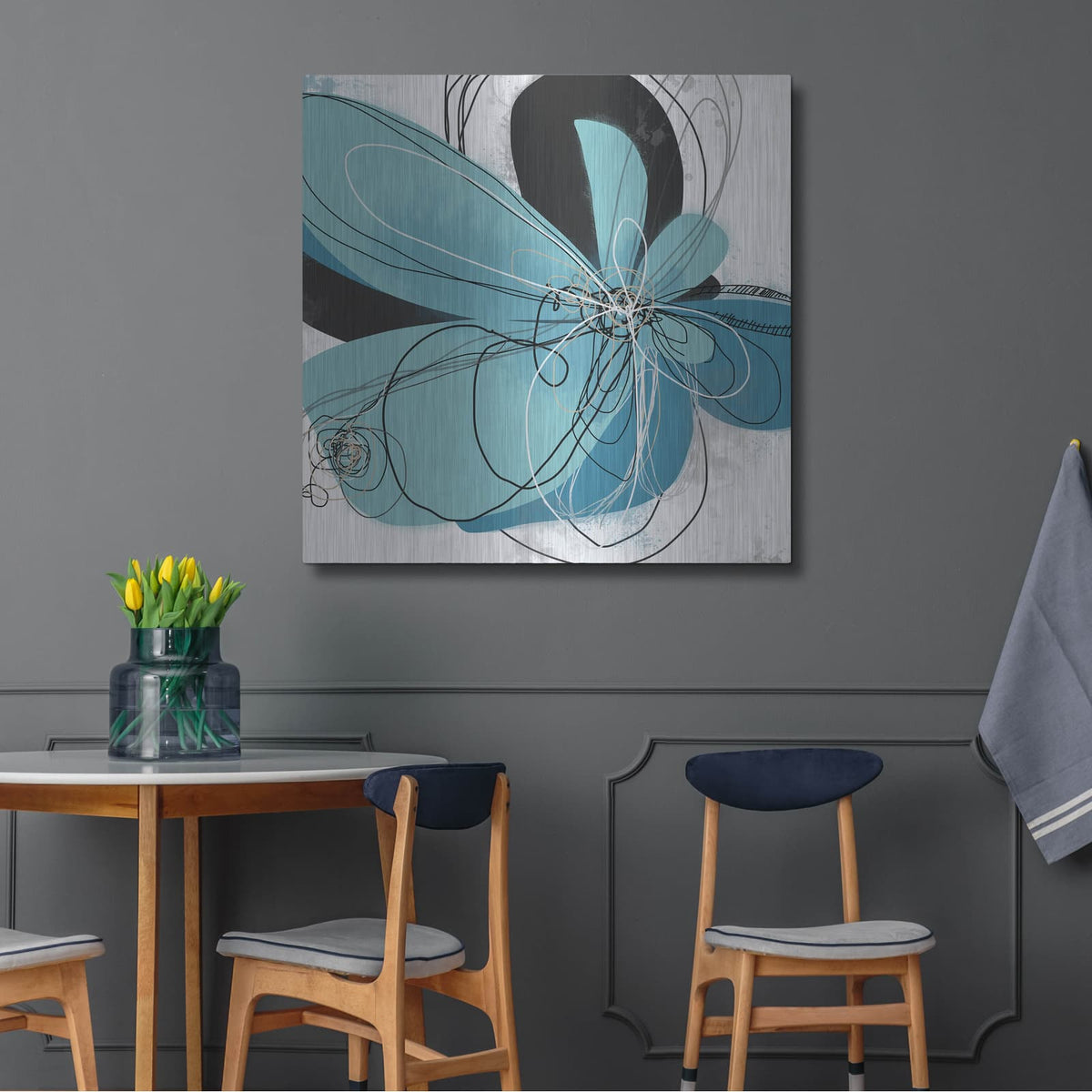 'Azul Poetry 2' by Jan Weiss – Metal Wall Art, 36x36 room view