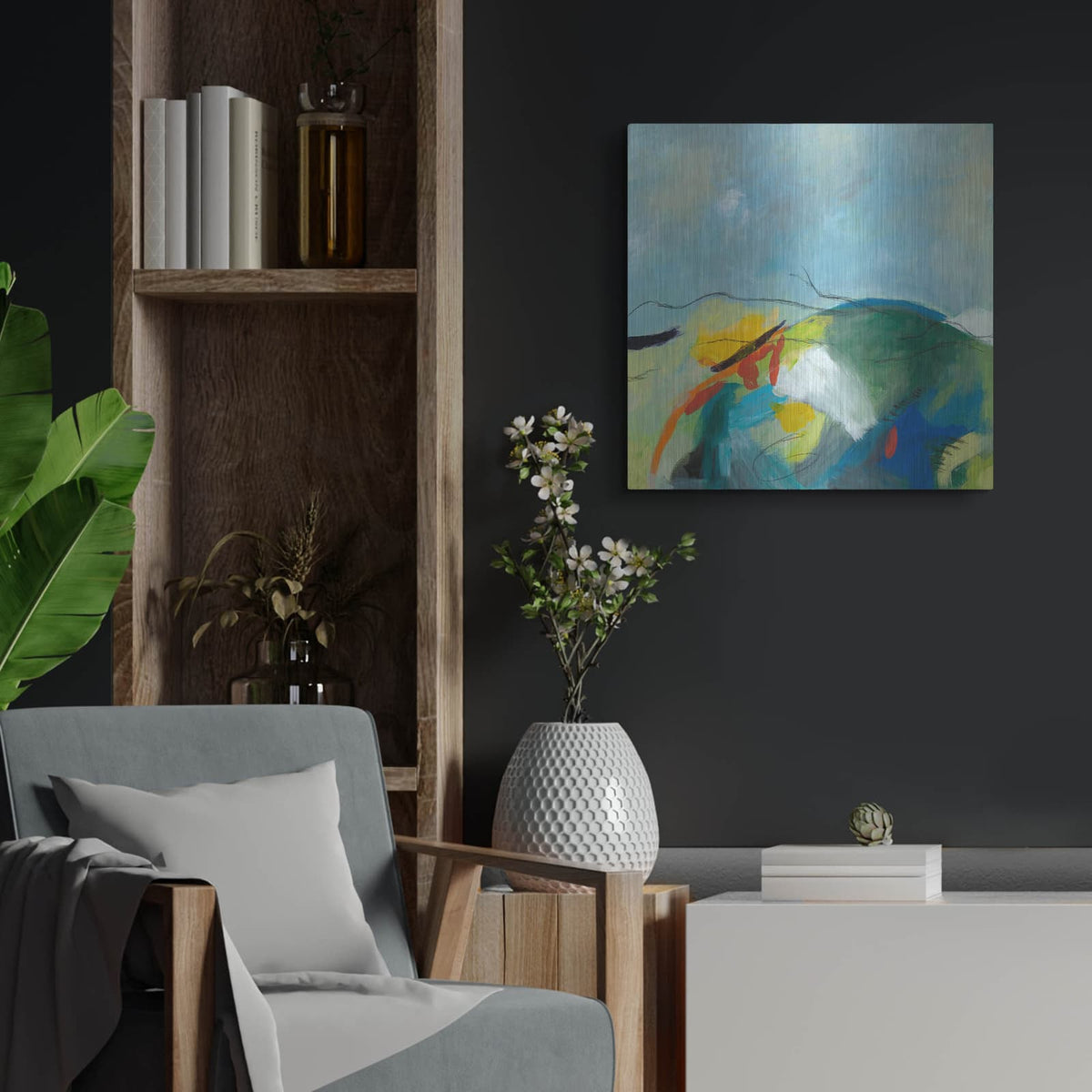 'Alpine No. 2' by Jan Weiss – Metal Wall Art, 24x24 room view