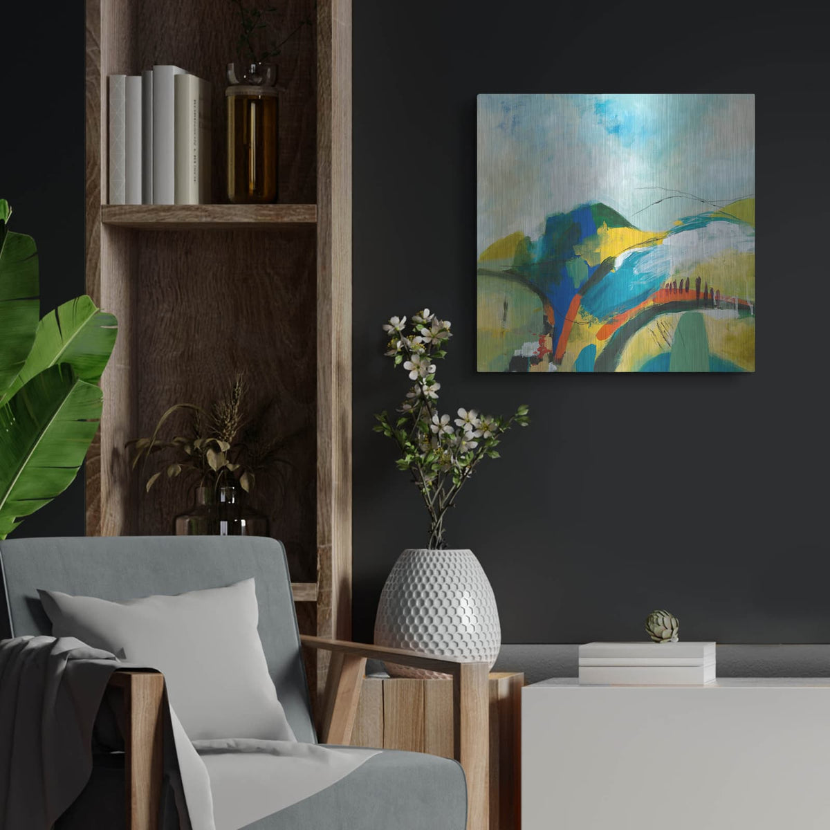 'Alpine No. 1' by Jan Weiss – Metal Wall Art, 24x24 room view