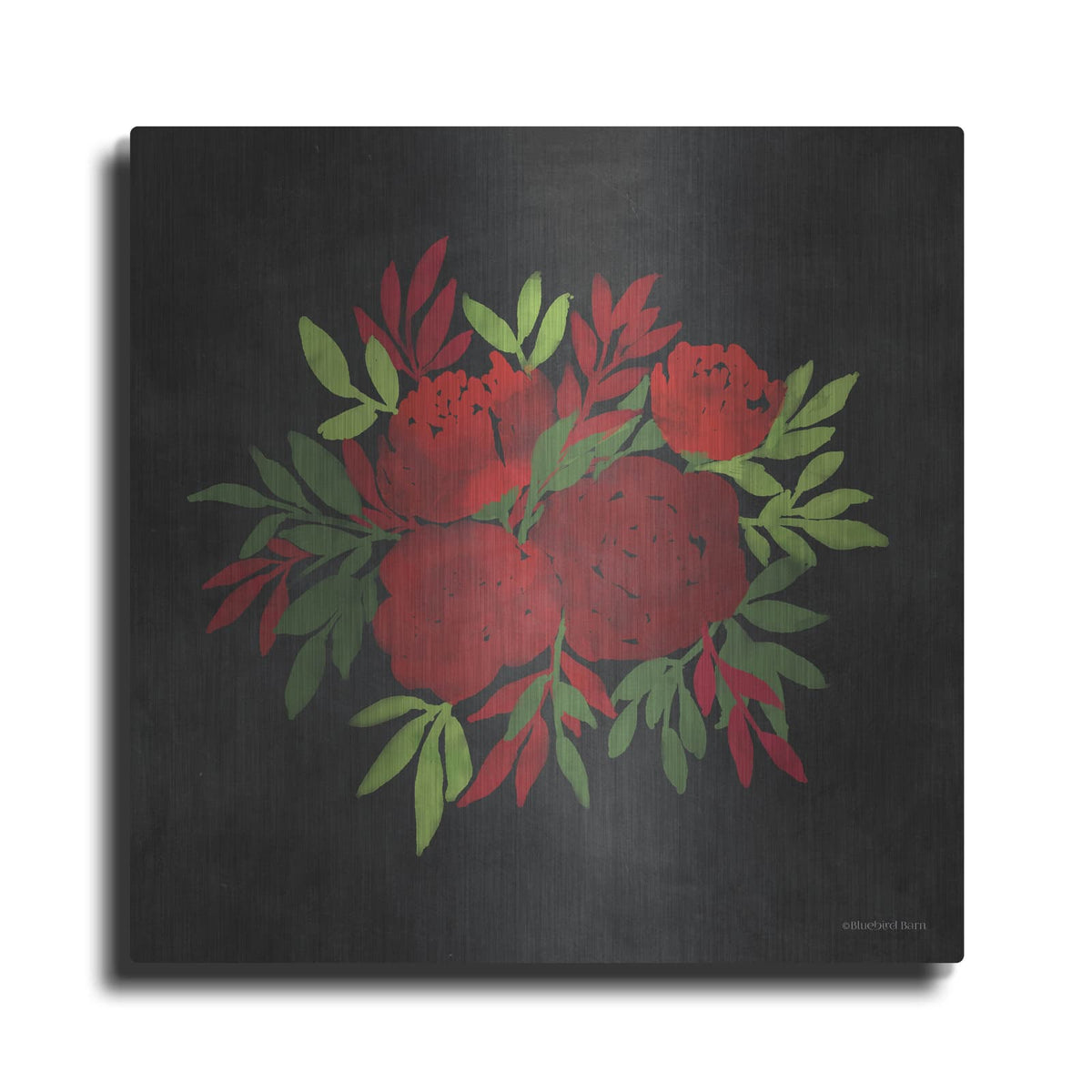 'Red Flowers' by Bluebird Barn – Metal Wall Art