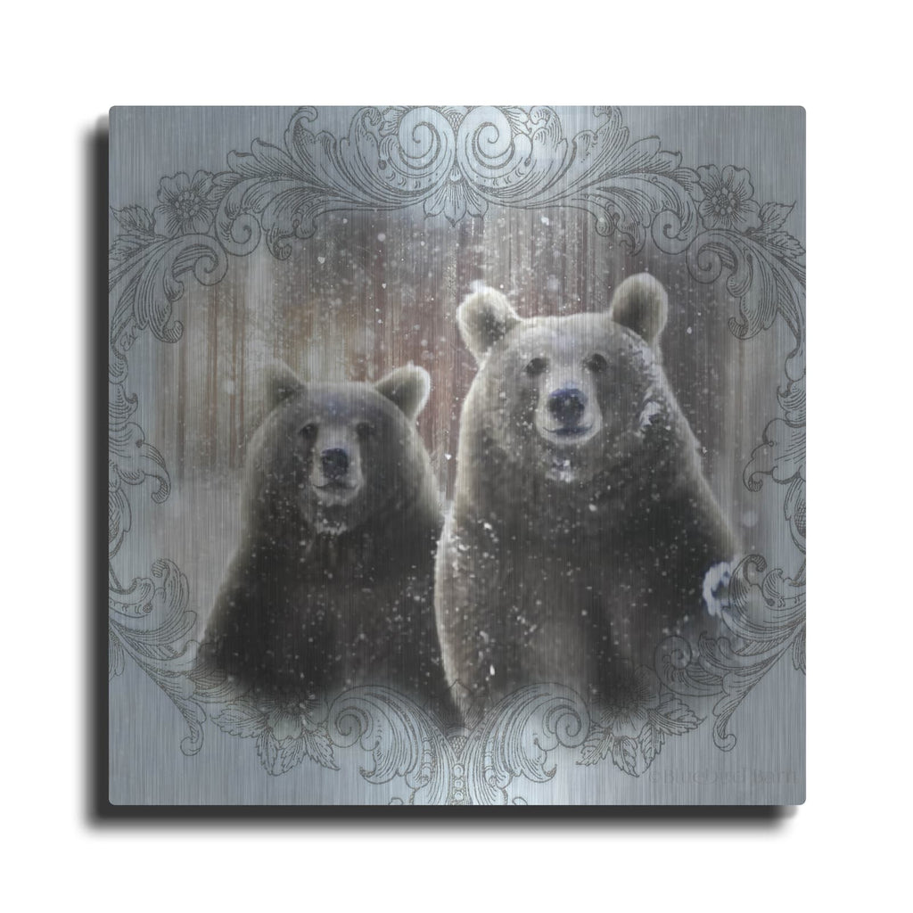 'Enchanted Winter Bears' by Bluebird Barn – Metal Wall Art