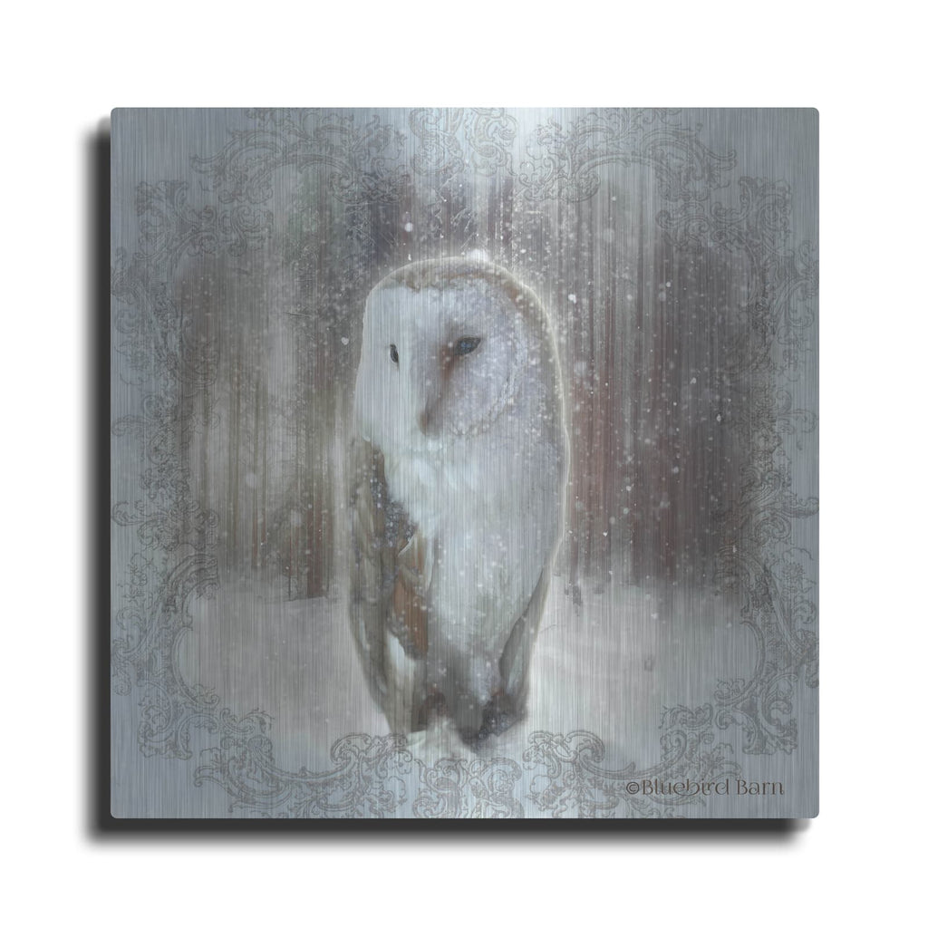 'Enchanted Winter Owl' by Bluebird Barn – Metal Wall Art