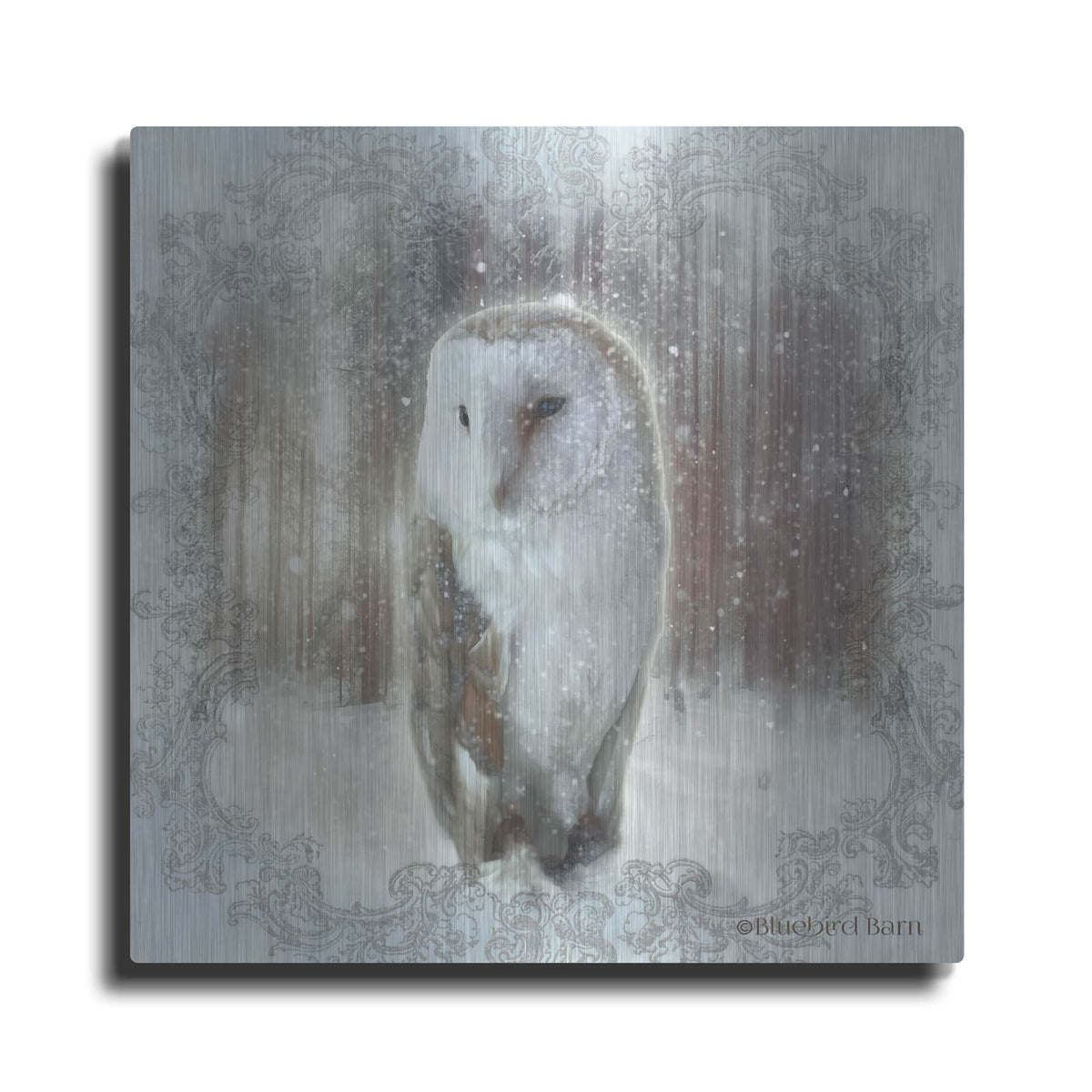 'Enchanted Winter Owl' by Bluebird Barn – Metal Wall Art