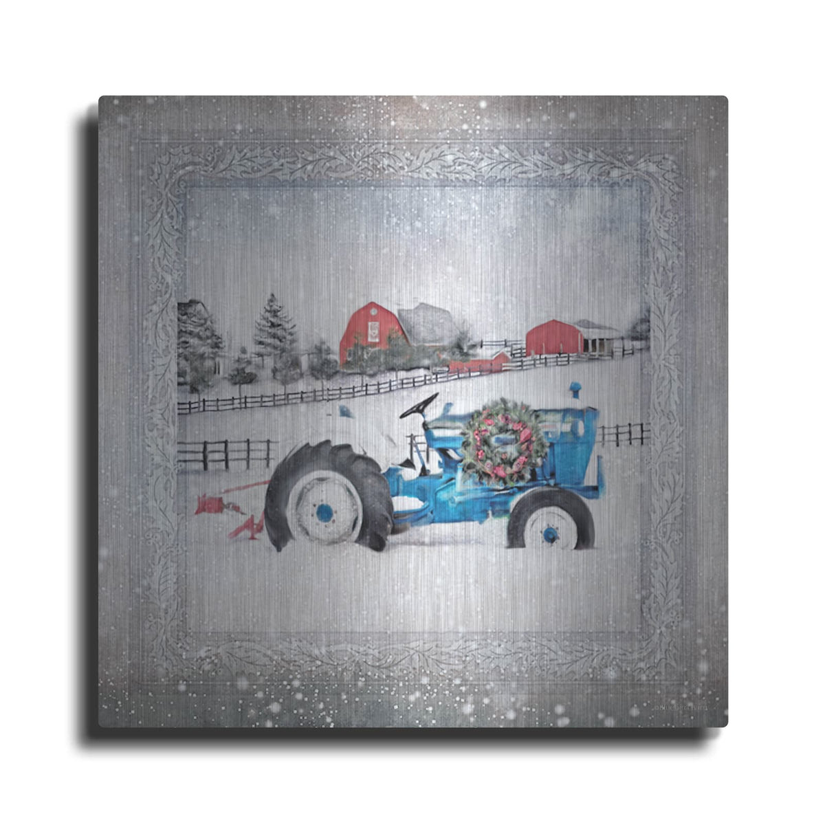 'Christmas Tractor' by Bluebird Barn – Metal Wall Art