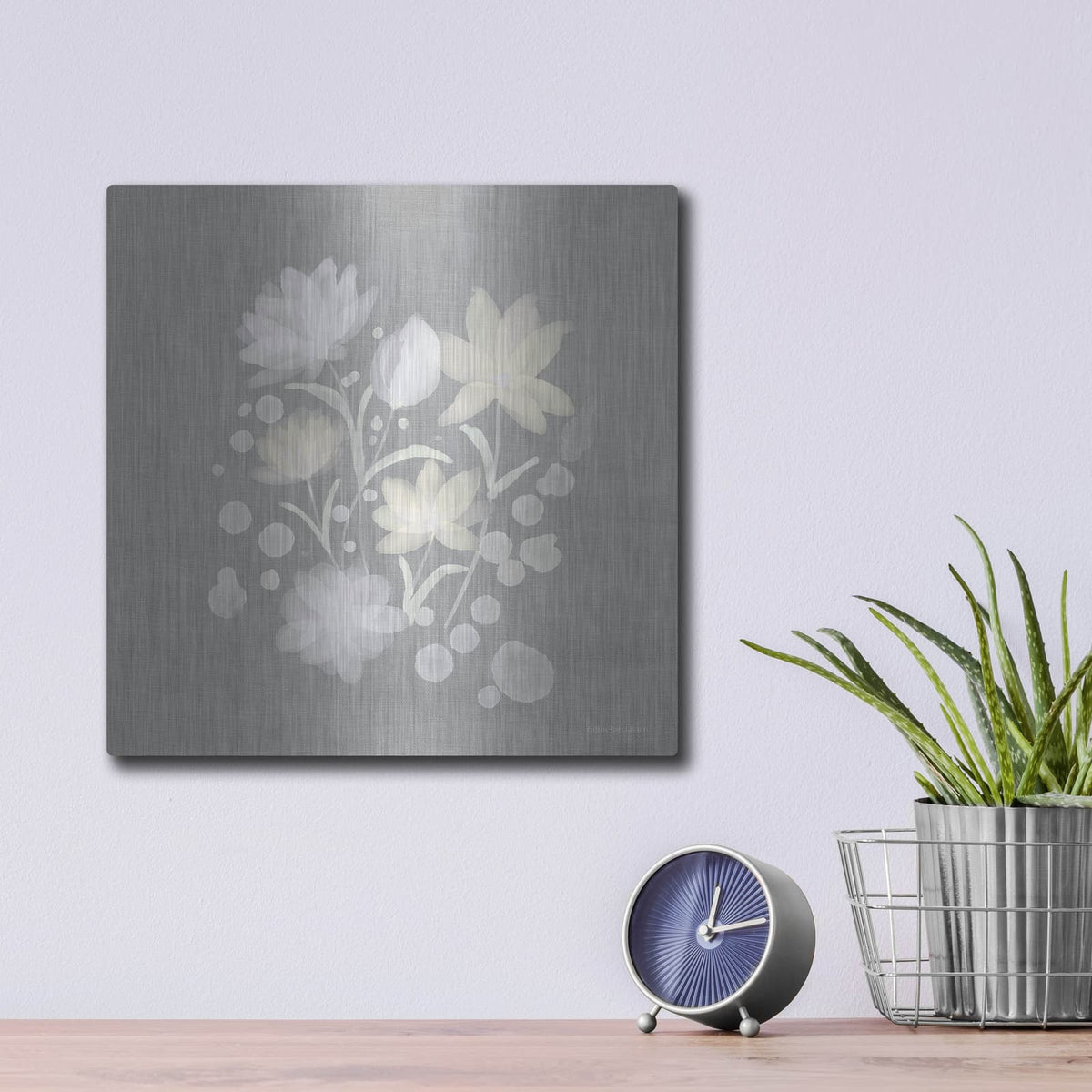 'Flower Bunch on Linen II' by Bluebird Barn – Metal Wall Art, 12x12 room view