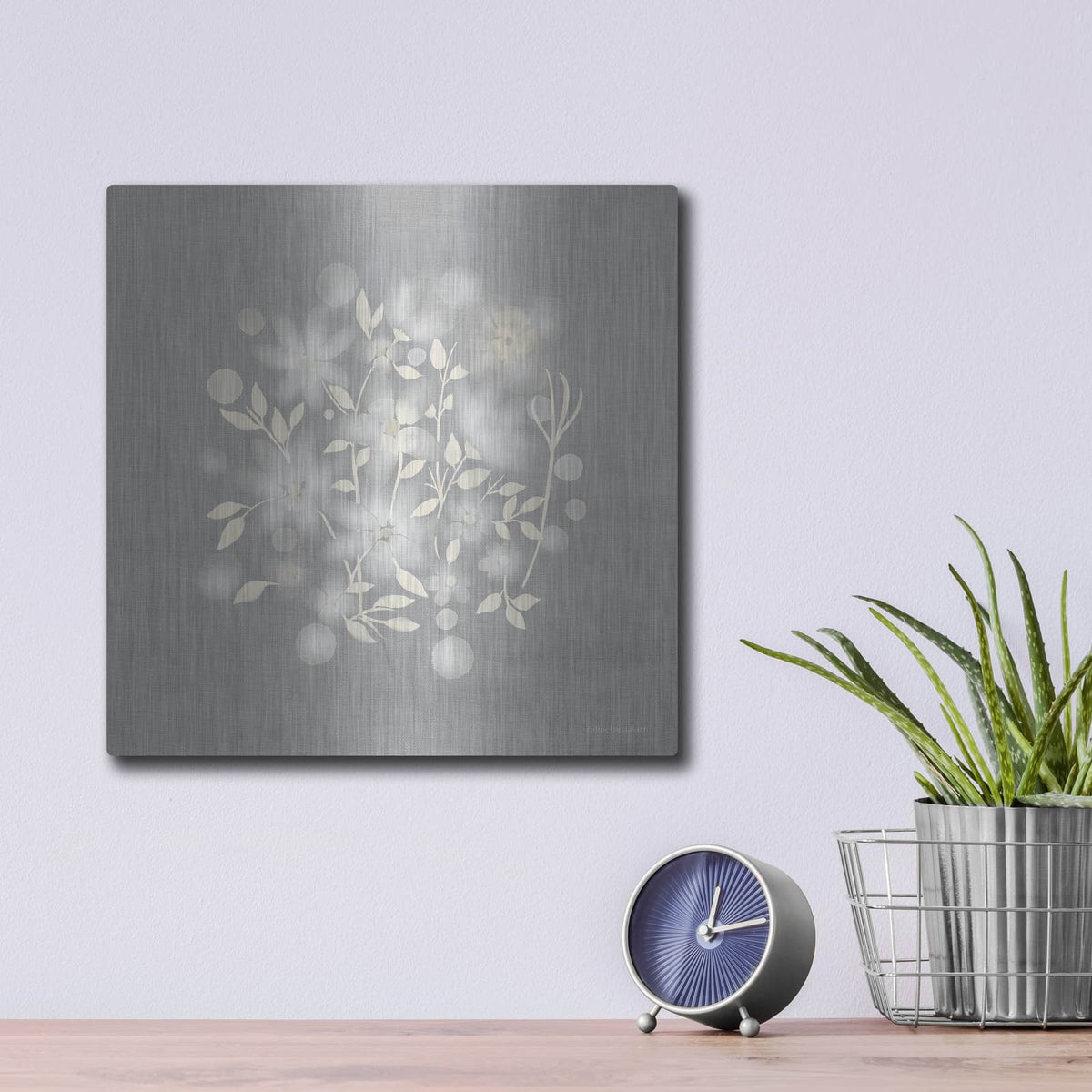 'Flower Bunch on Linen III' by Bluebird Barn – Metal Wall Art, 12x12 room view