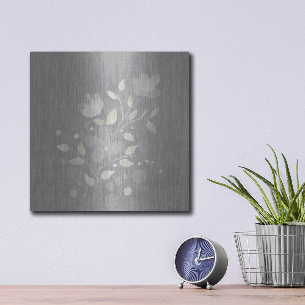 'Flower Bunch on Linen I' by Bluebird Barn – Metal Wall Art, 12x12 room view
