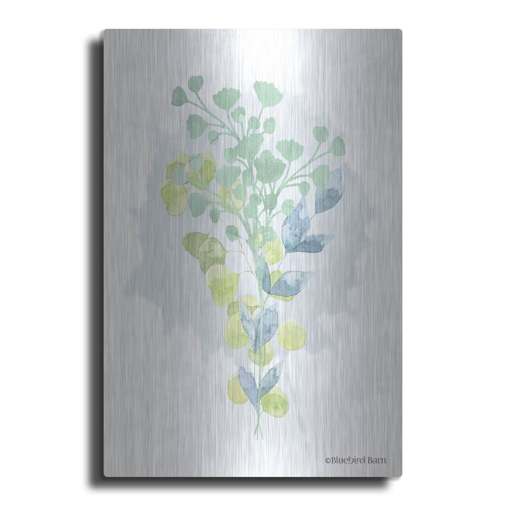 'Watercolor Greenery Series I' by Bluebird Barn – Metal Wall Art