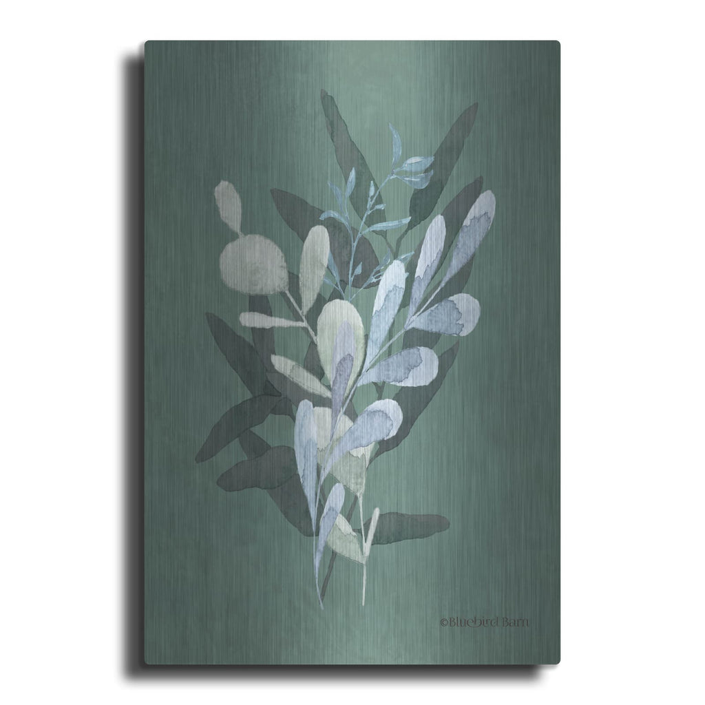 'Watercolor Greenery Series Dark II' by Bluebird Barn – Metal Wall Art