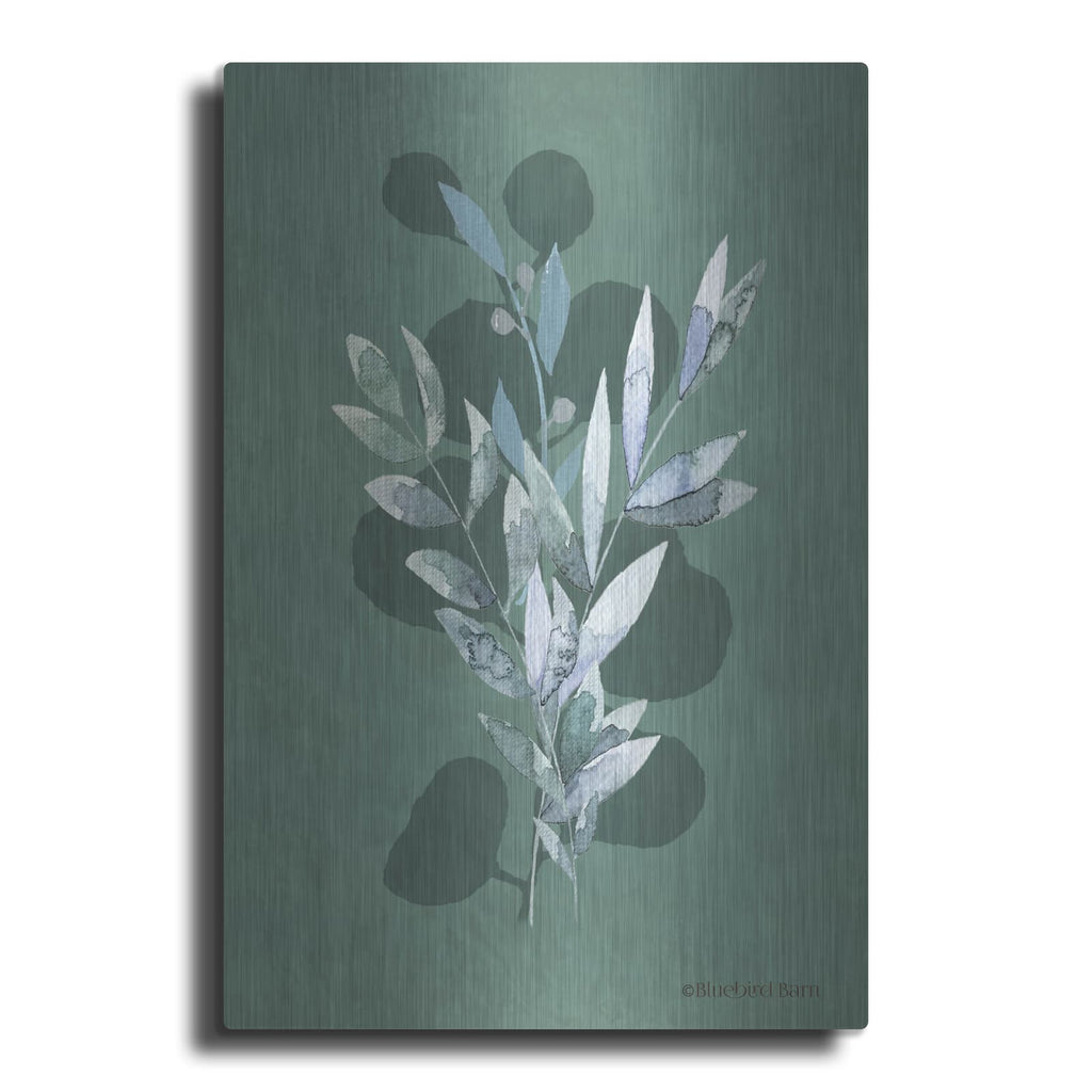 'Watercolor Greenery Series Dark I' by Bluebird Barn – Metal Wall Art