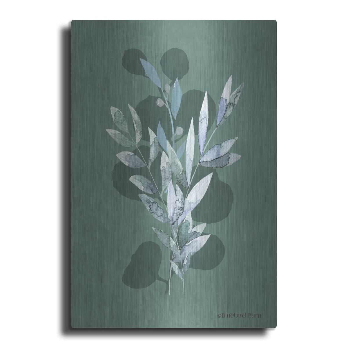 'Watercolor Greenery Series Dark I' by Bluebird Barn – Metal Wall Art