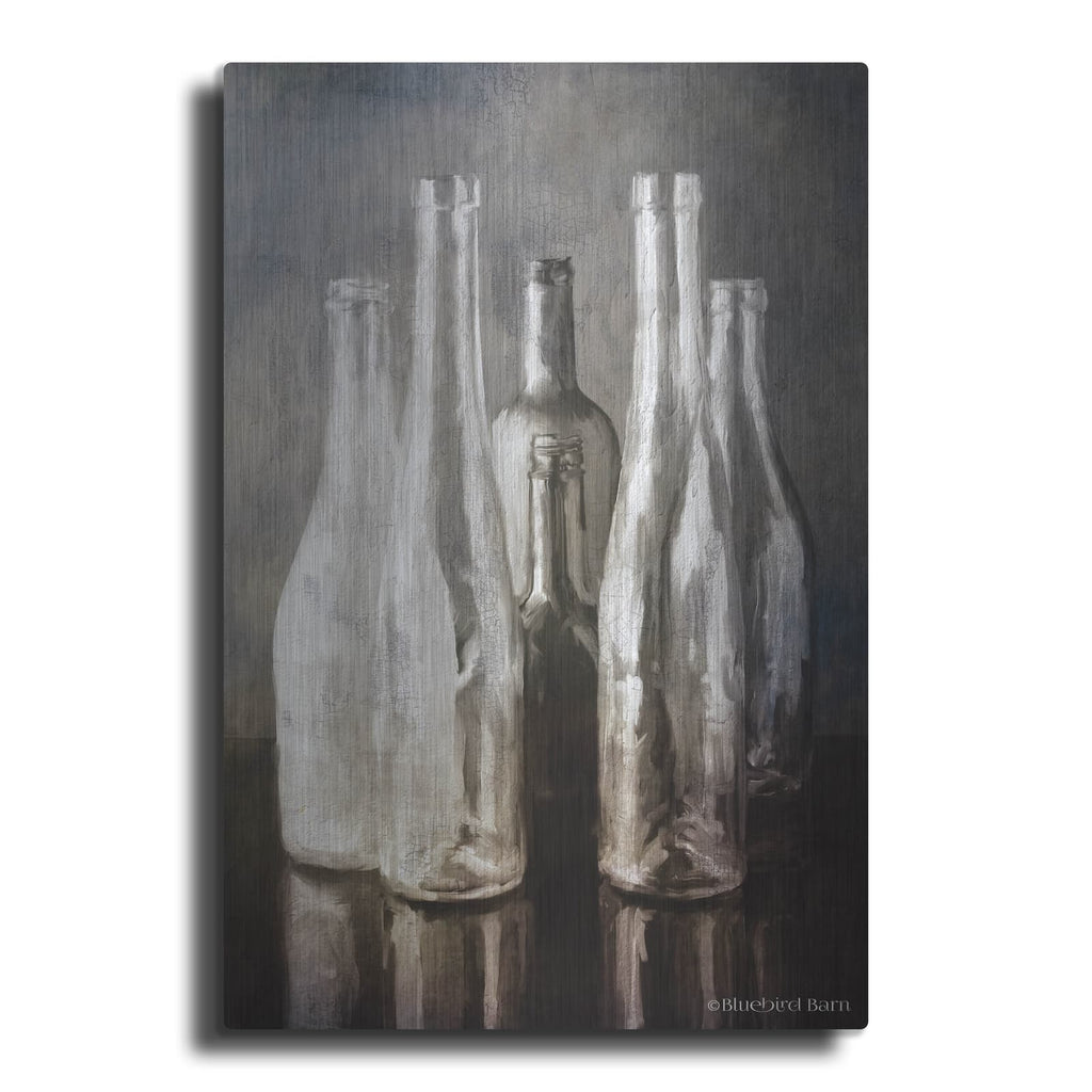 'Grey Bottle Collection' by Bluebird Barn – Metal Wall Art