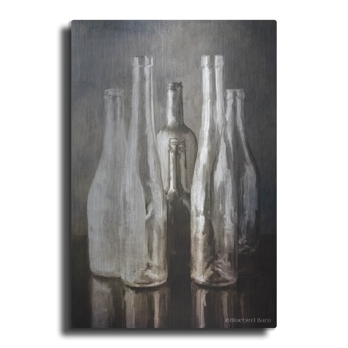 'Grey Bottle Collection' by Bluebird Barn – Metal Wall Art