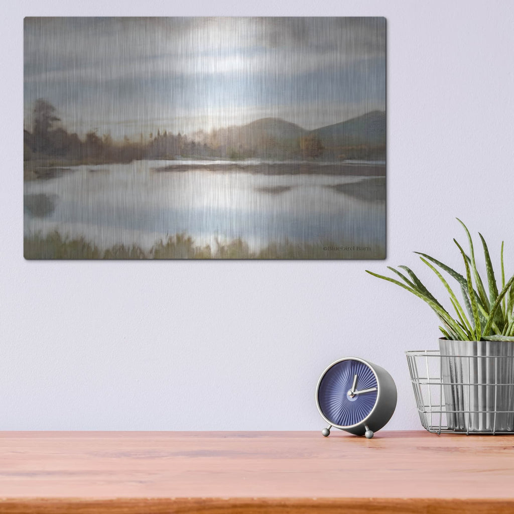 'Lakeview Sunset Landscape' by Bluebird Barn – Metal Wall Art, 16x12 room view