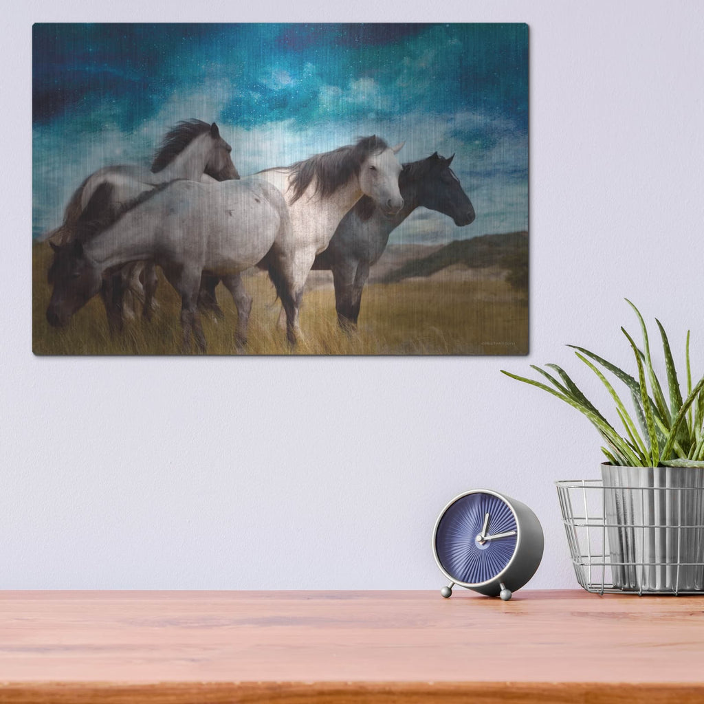 'Starry Night Horse Herd' by Bluebird Barn – Metal Wall Art, 16x12 room view