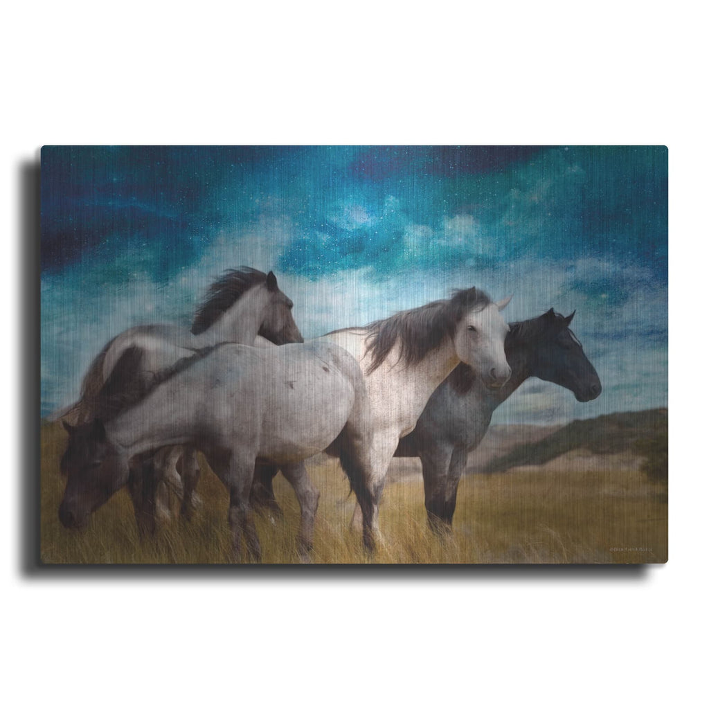'Starry Night Horse Herd' by Bluebird Barn – Metal Wall Art