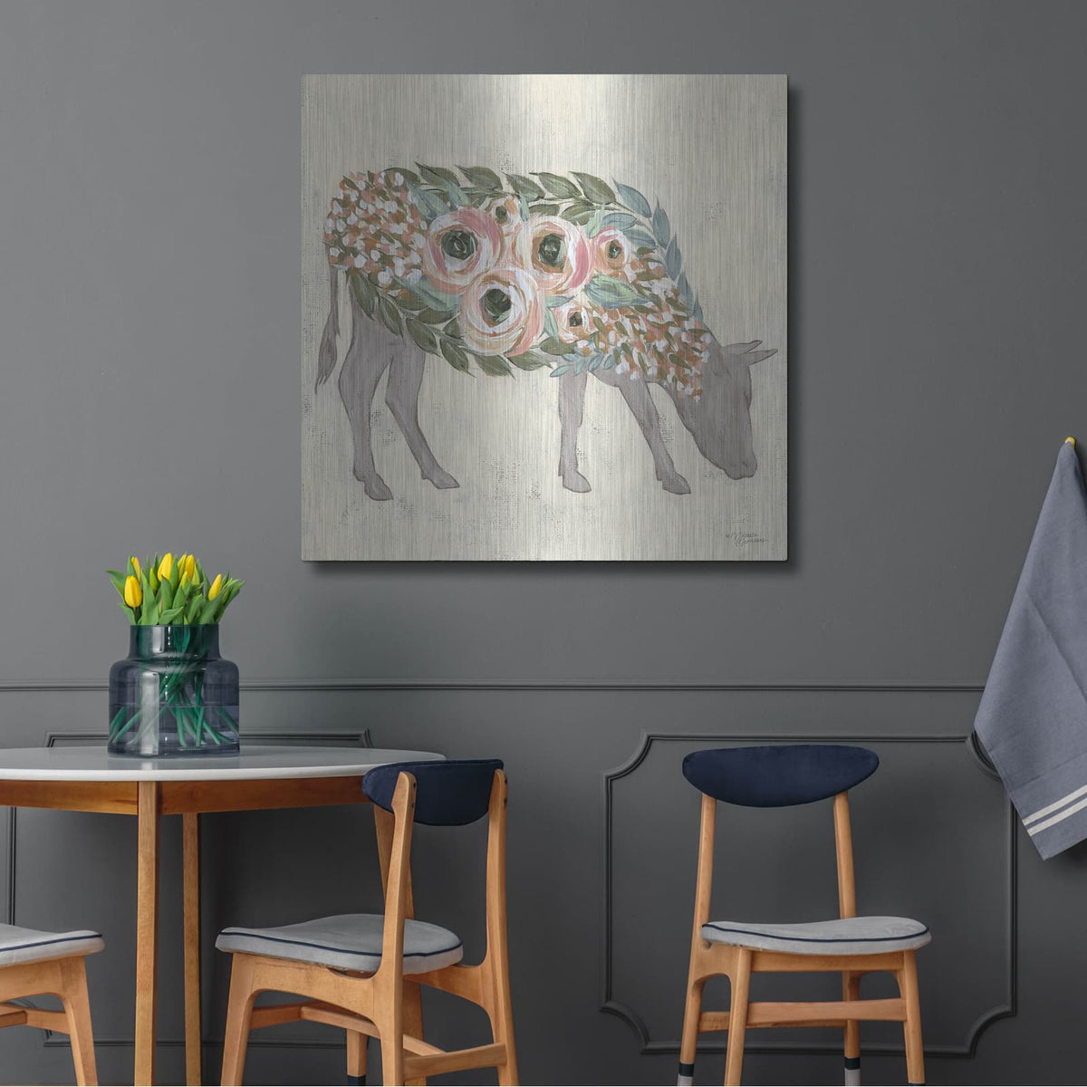 'Annabelle the Cow' by Michele Norman – Metal Wall Art, 36x36 room view