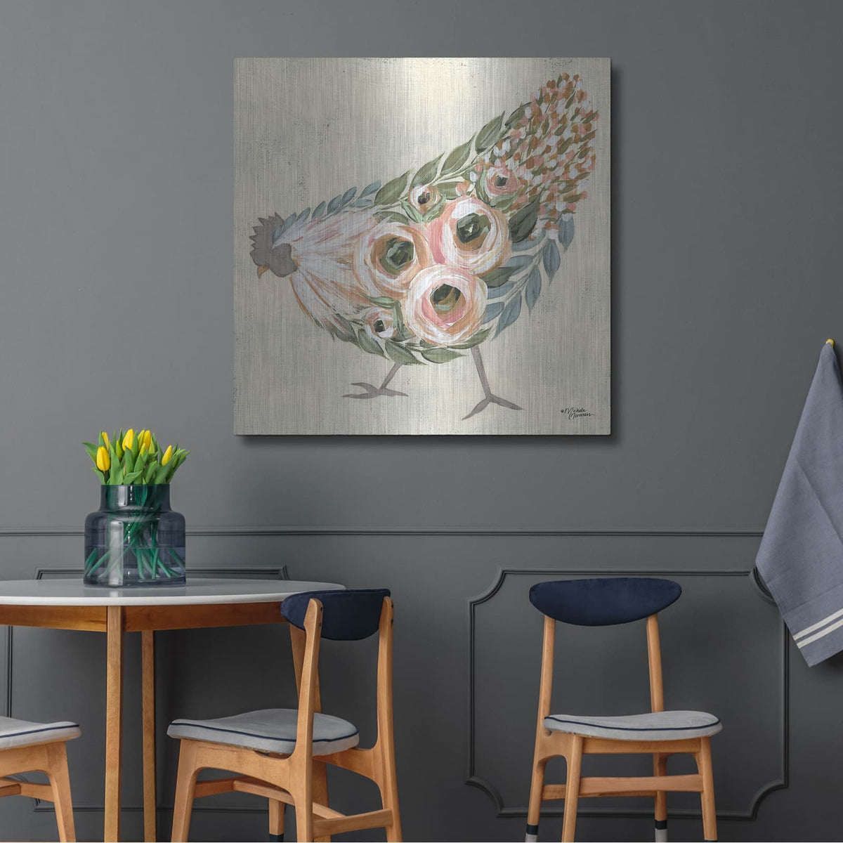 'Astrid the Hen' by Michele Norman – Metal Wall Art, 36x36 room view