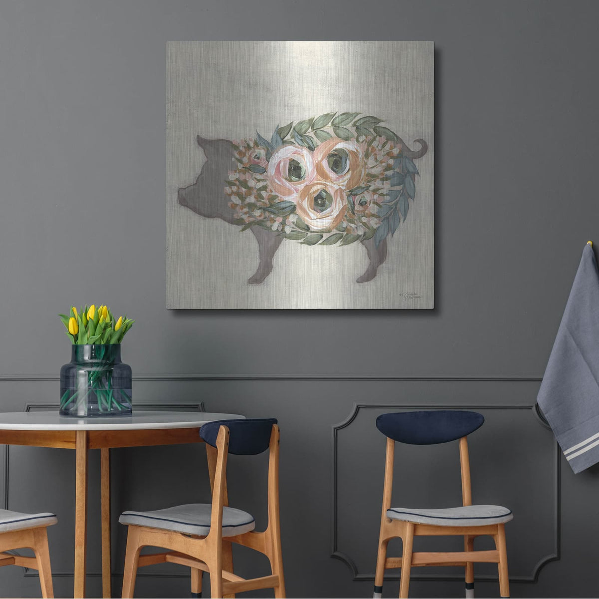 'Alice the Pig' by Michele Norman – Metal Wall Art, 36x36 room view