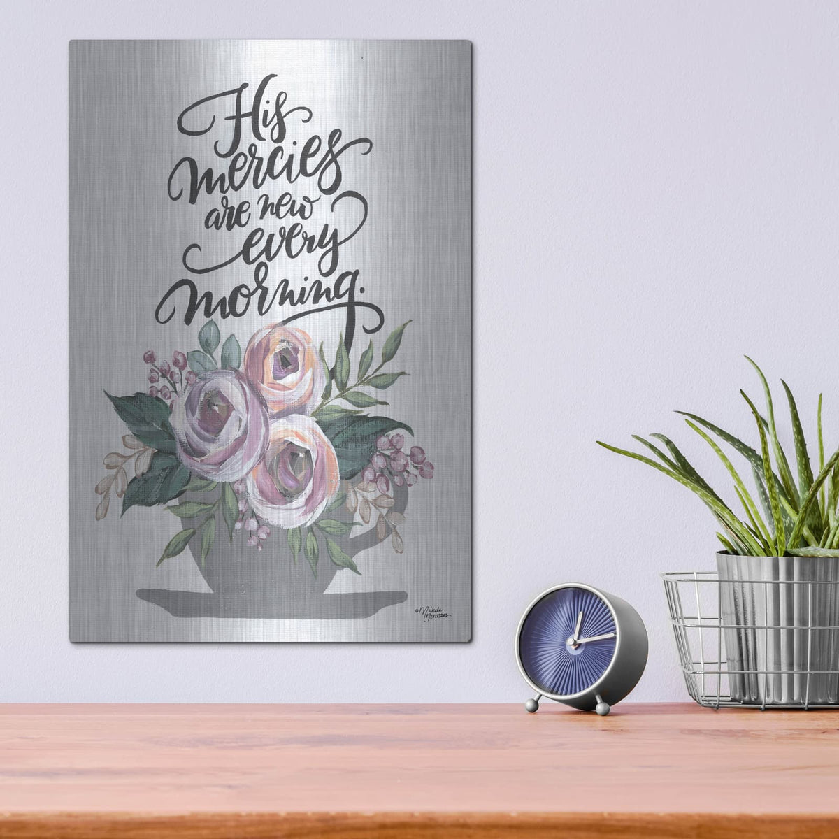 'His Mercies are New Every Morning' by Michele Norman – Metal Wall Art, 12x16 room view