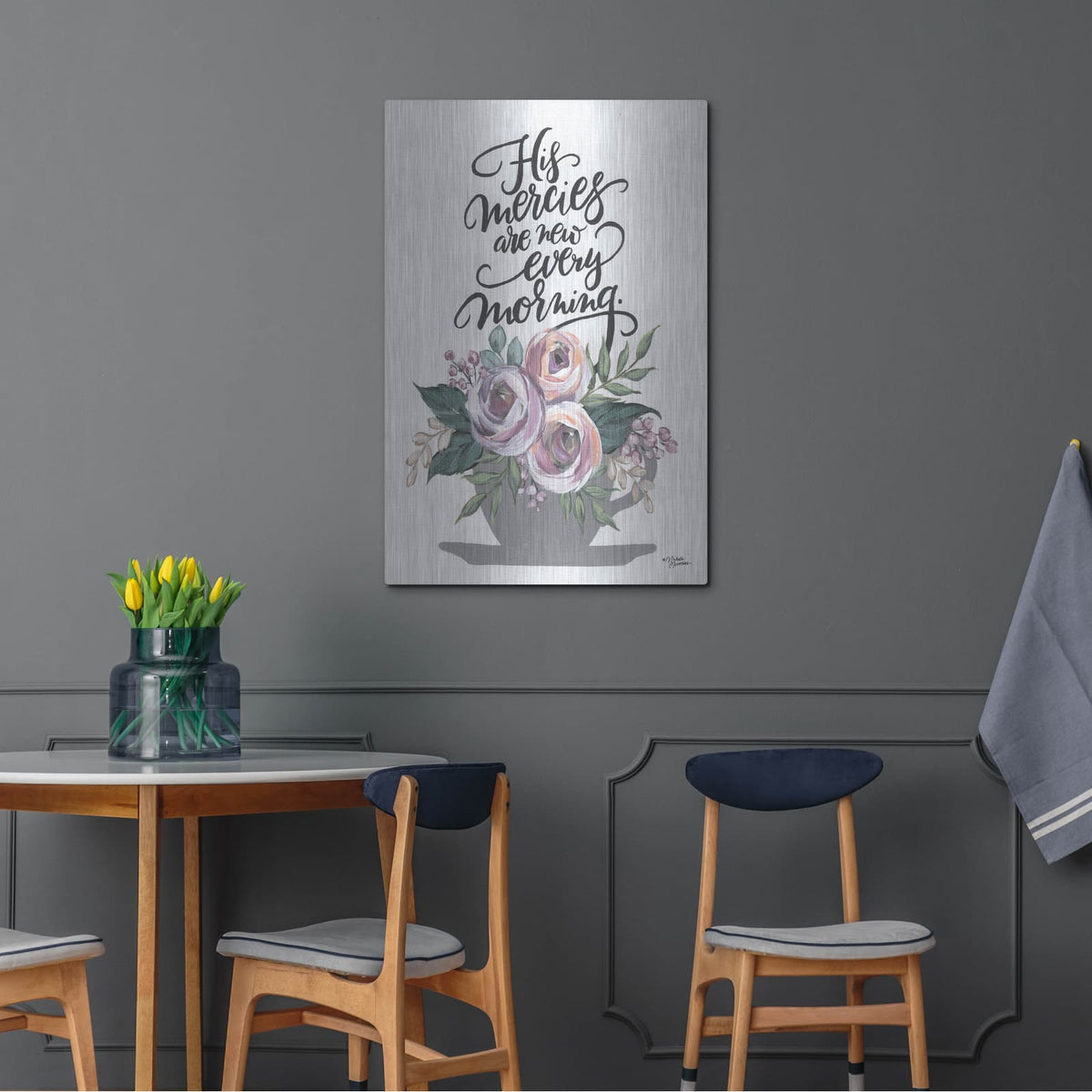 'His Mercies are New Every Morning' by Michele Norman – Metal Wall Art, 24x36 room view