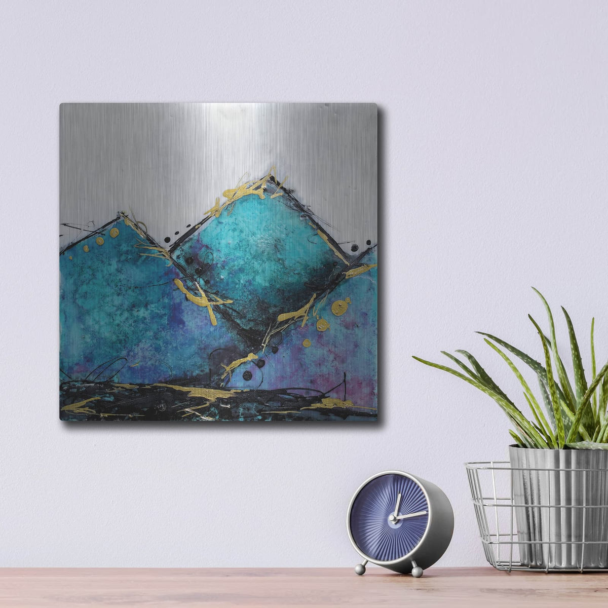 'In Mountains or Valleys 1' by Britt Hallowell – Metal Wall Art, 12x12 room view