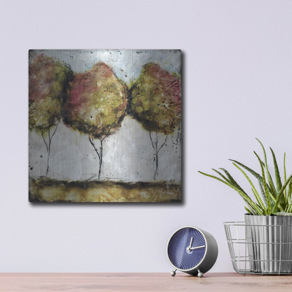 'A Fall Stroll' by Britt Hallowell – Metal Wall Art, 12x12 room view