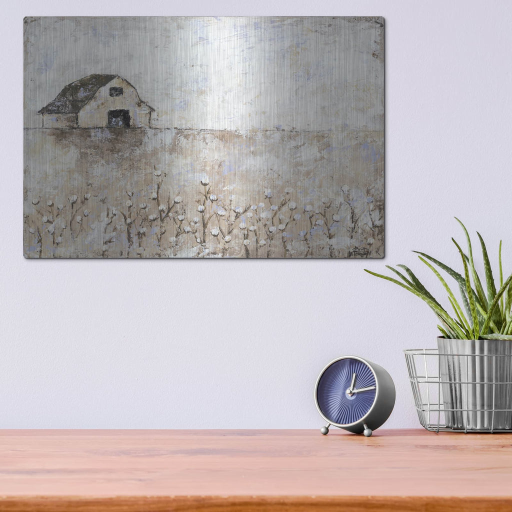 'Cotton Farms' by Britt Hallowell – Metal Wall Art, 16x12 room view