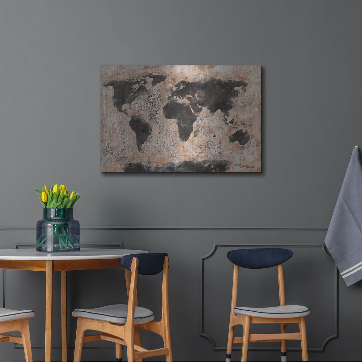 'Old World Map' by Britt Hallowell – Metal Wall Art, 36x24 room view