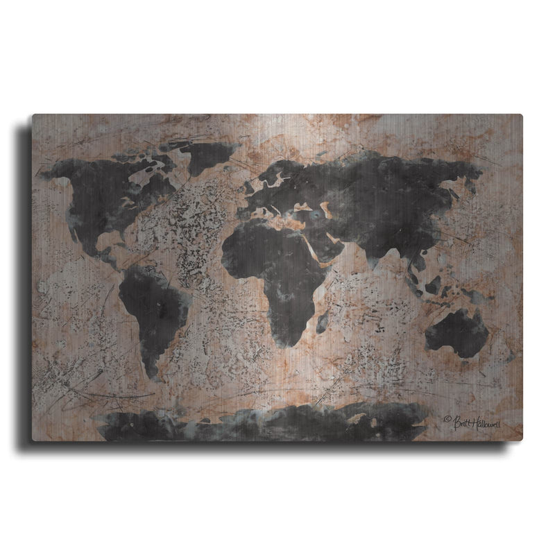 'Old World Map' by Britt Hallowell – Metal Wall Art