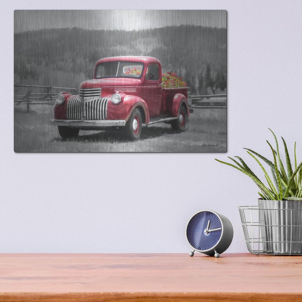 'American Made with Flowers' by Lori Deiter – Metal Wall Art, 16x12 room view