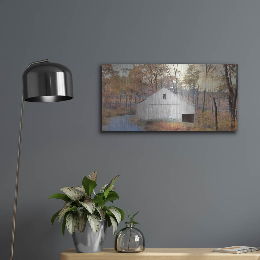 'Fall at the Barn' by Lori Deiter – Metal Wall Art, 24x12 room view