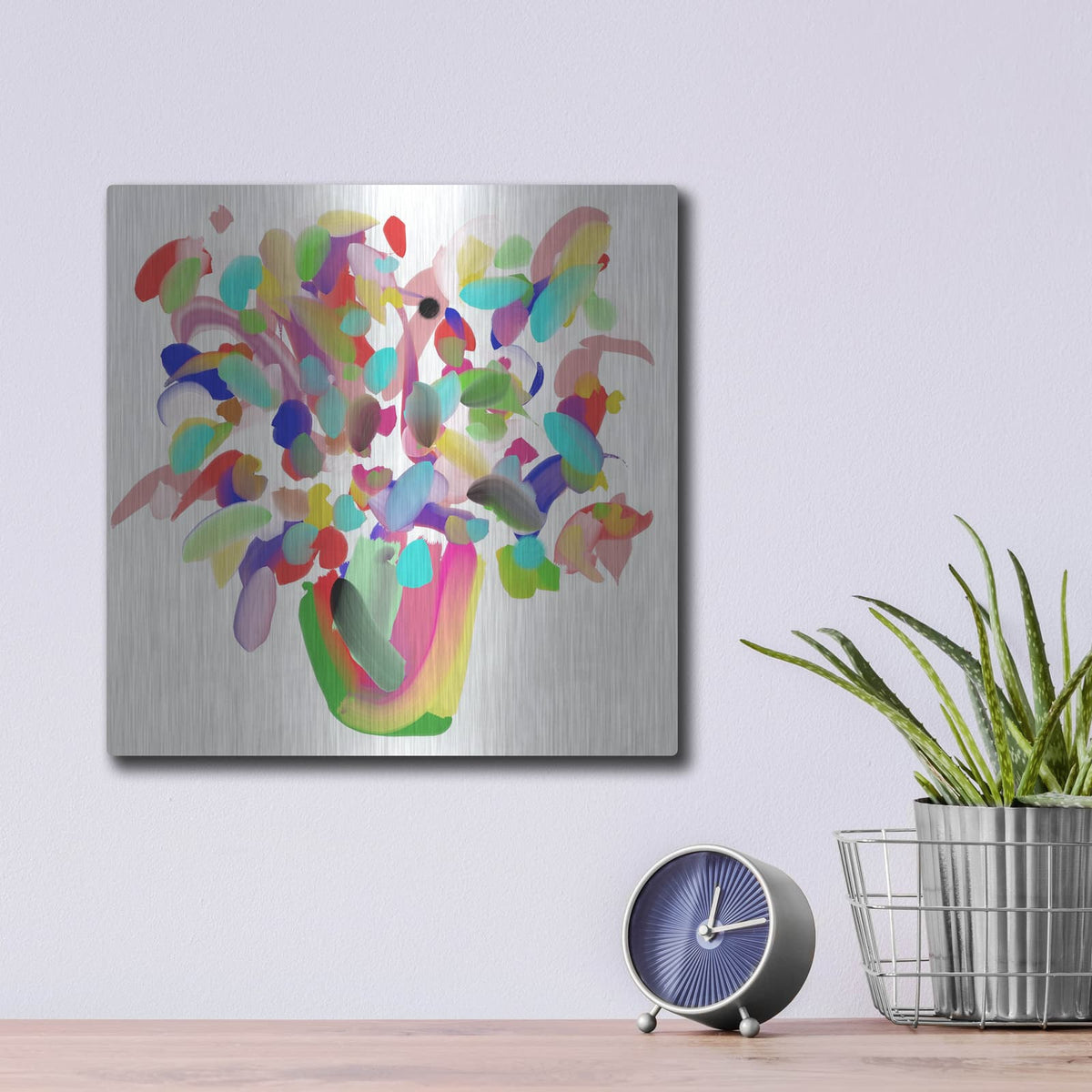 'Mood Flowers' by Cesare Bellassai – Metal Wall Art, 12x12 room view