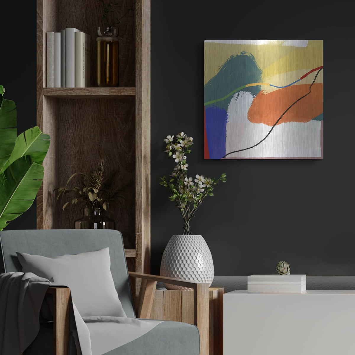 'A Sunday In The Mountain' by Cesare Bellassai – Metal Wall Art, 24x24 room view