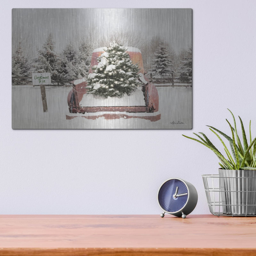 'Rustic Christmas Trees' by Lori Deiter – Metal Wall Art, 16x12 room view