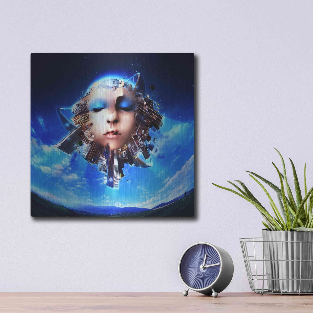 'City of Light' by Mario Sanchez Nevado – Metal Wall Art, 12x12 room view