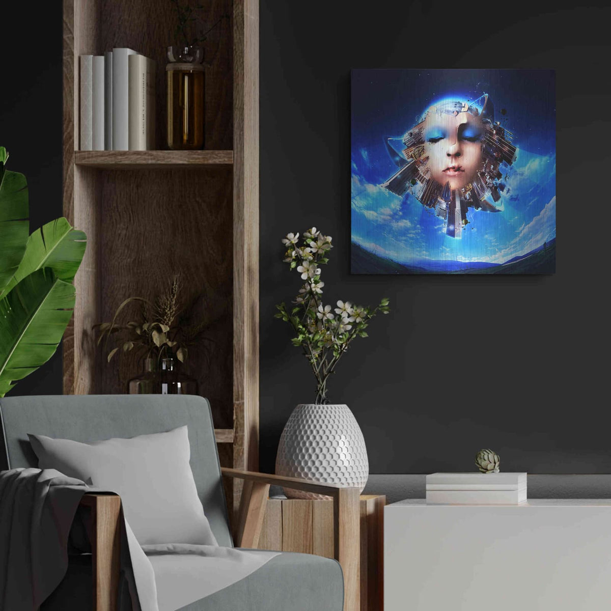 'City of Light' by Mario Sanchez Nevado – Metal Wall Art, 24x24 room view