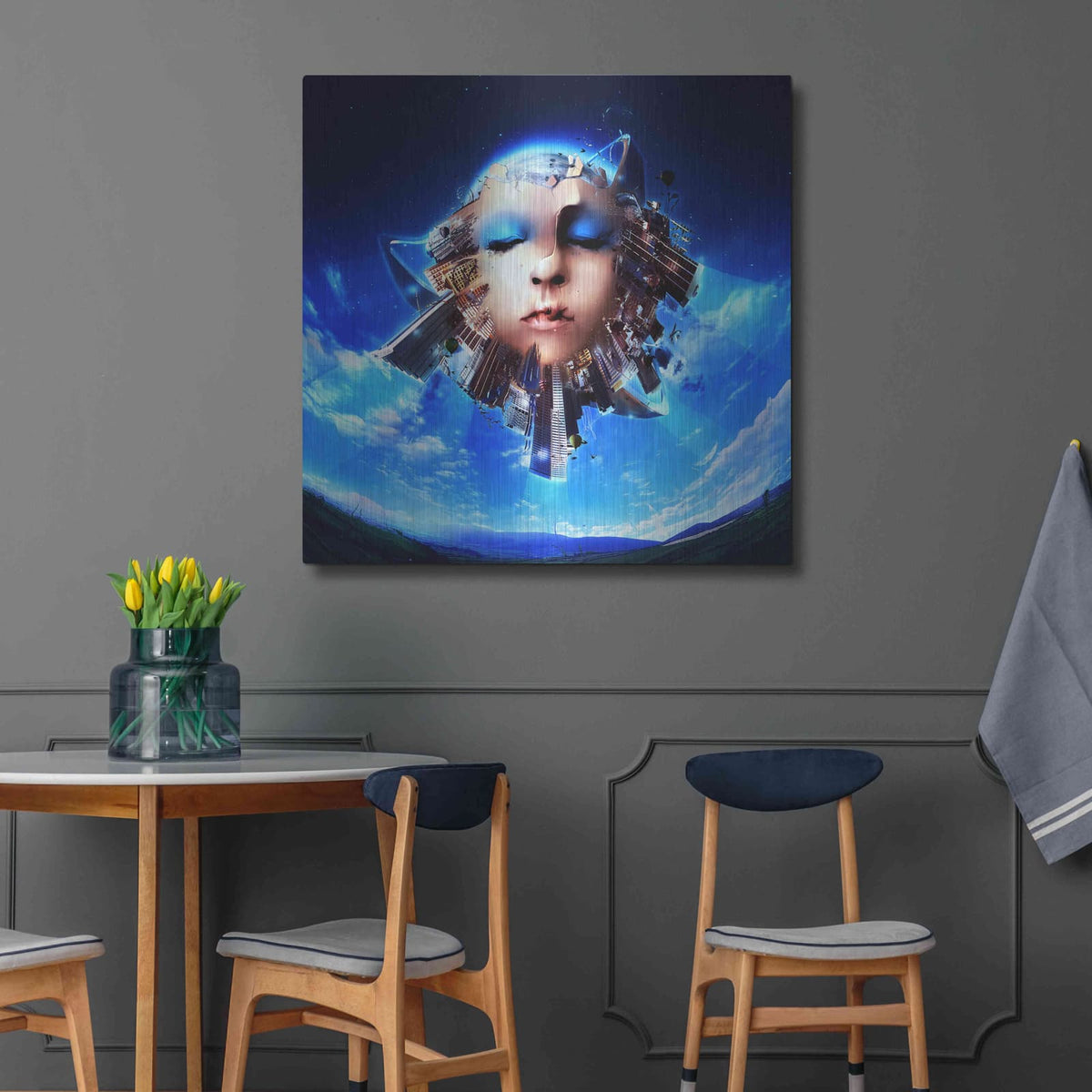 'City of Light' by Mario Sanchez Nevado – Metal Wall Art, 36x36 room view
