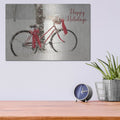 'Happy Holidays Snowy Bike' by Lori Deiter – Metal Wall Art, 16x12 room view