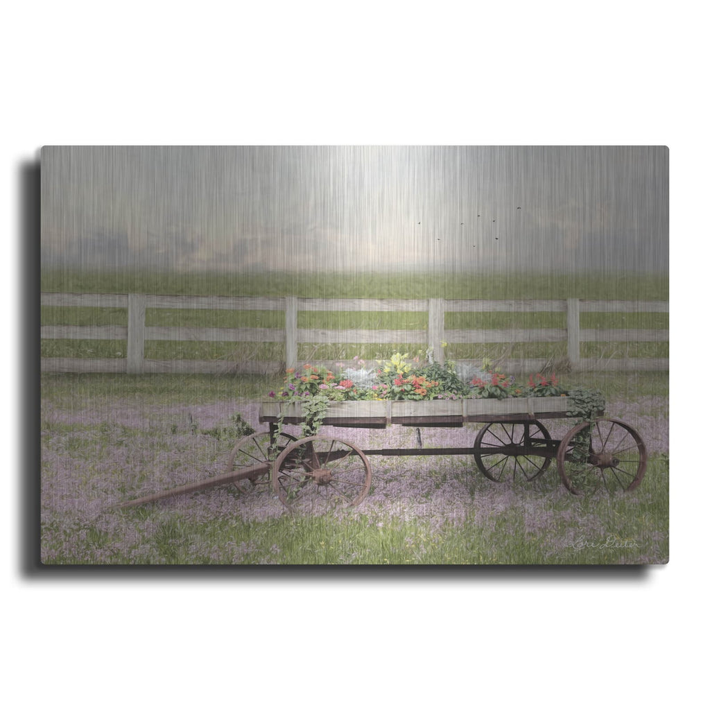 'Country Flower Wagon' by Lori Deiter – Metal Wall Art