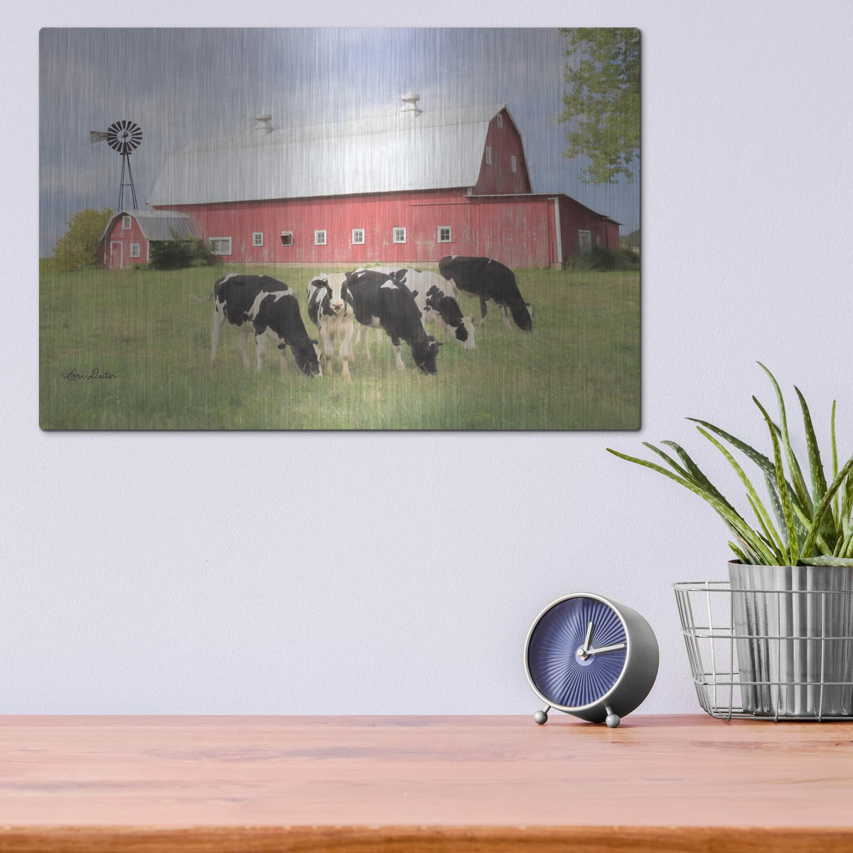 'Henderson Cows' by Lori Deiter – Metal Wall Art, 16x12 room view