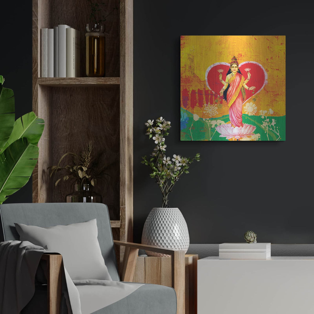 'Lakshimi' by Elena Ray – Metal Wall Art, 24x24 room view