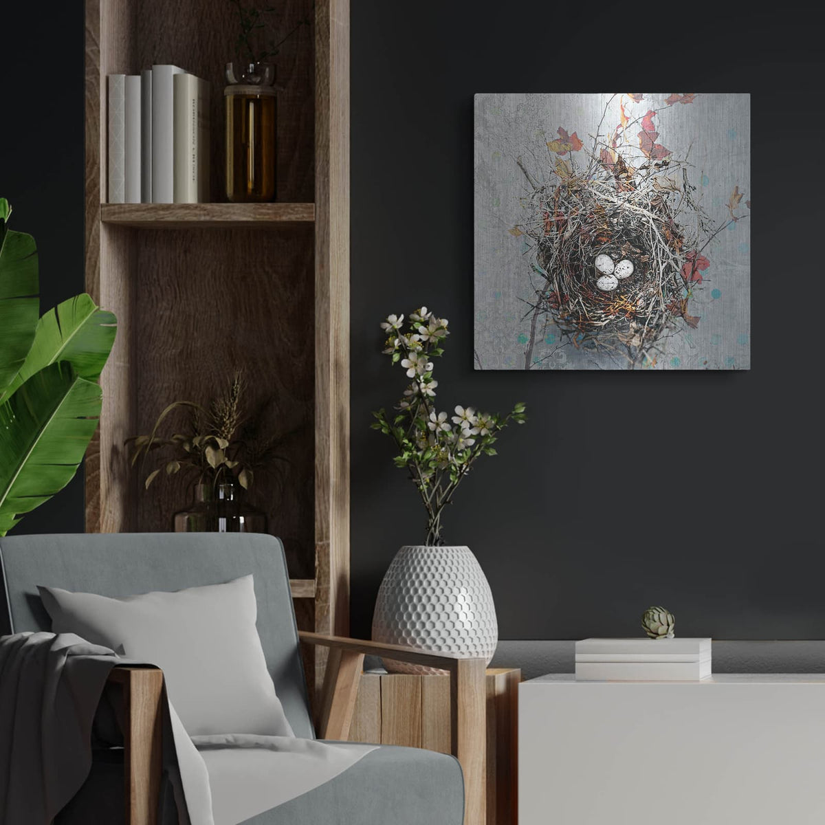 'Nest' by Elena Ray – Metal Wall Art, 24x24 room view