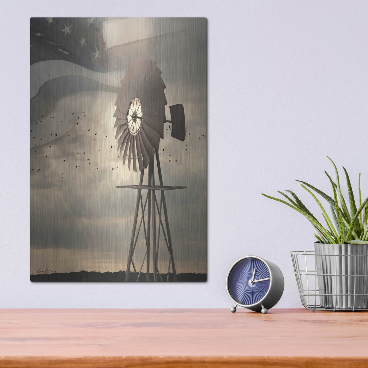 'Land That I Love Windmill I' by Lori Deiter – Metal Wall Art, 12x16 room view